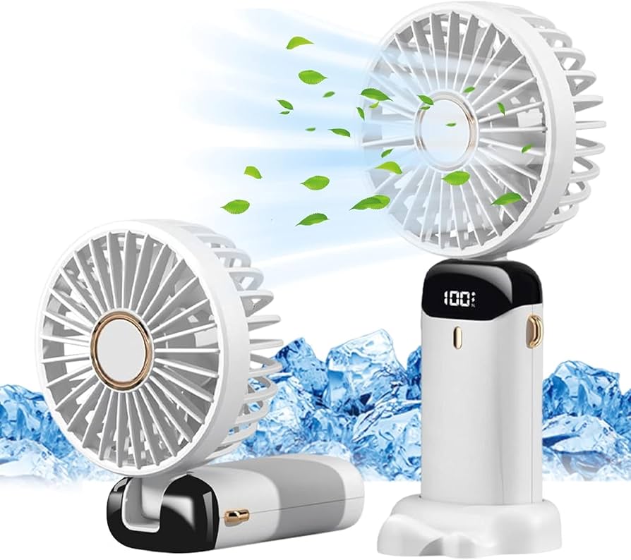 Foldable neck hanging fan from My Store featuring a compact design and adjustable straps for personal cooling.