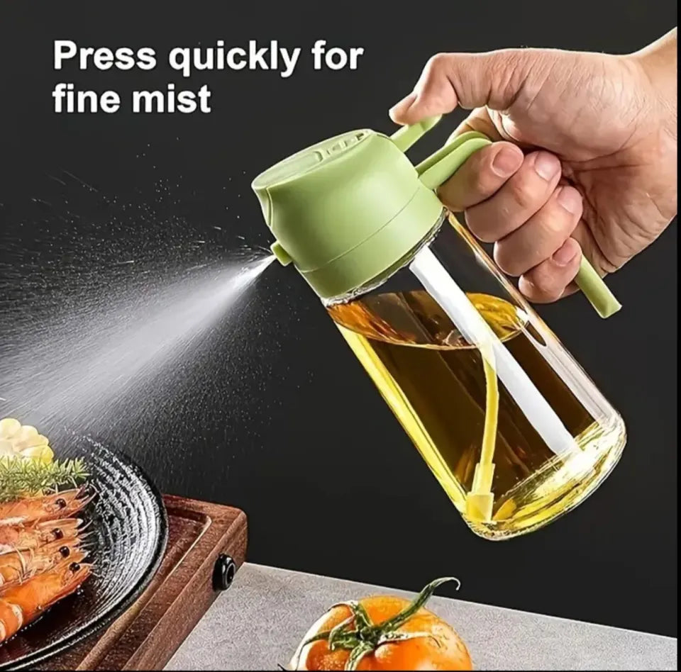 My Store 2 in 1 Oil Sprayer Bottle with clear nozzle and ergonomic design for easy oil spraying and dispensing.