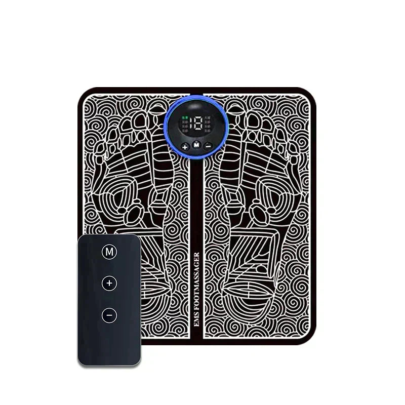 My Store EMS foot massager pad showing a compact electric foot massage mat for muscle stimulation and improved blood circulation.