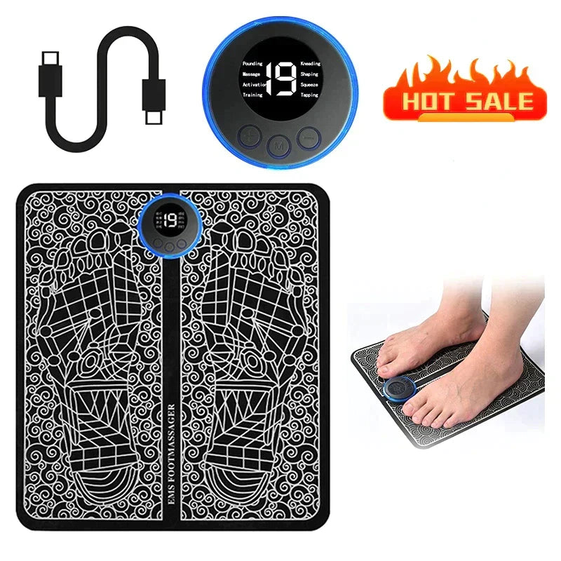 EMS foot massager mat by My Store for improved blood circulation, relaxation, and foot pain relief with electric acupressure therapy.