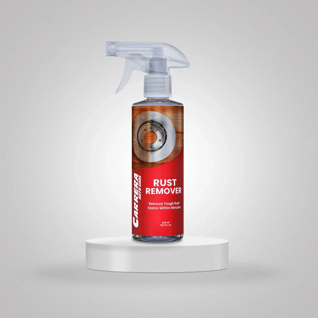 Rust remover spray from My Store, showing a spray bottle labeled for rust removal with a metallic surface in the background.
