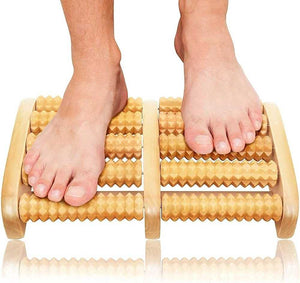 Wooden foot massage roller manual foot massager with textured rollers
