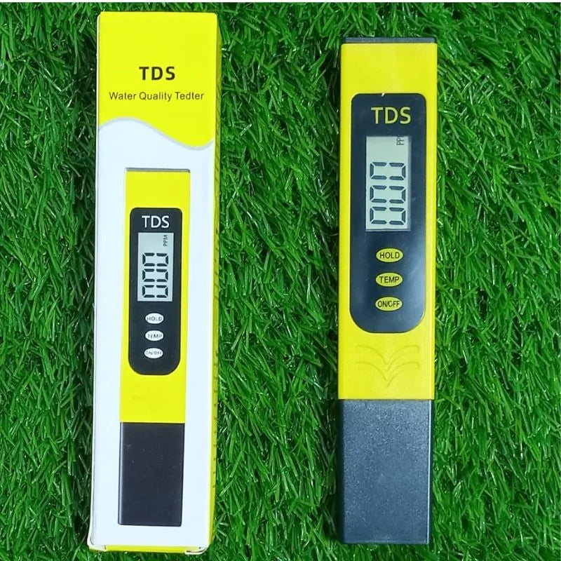 Digital TDS meter by My Store showing LCD screen and probe, used for testing water quality in drinking water, RO systems, and aquariums